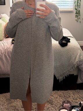 Open-front Longline Grey Cardigan